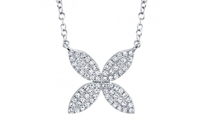 Shy Creation 14k White Gold Diamond Flower Necklace - SC55002921