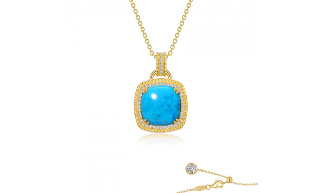 Lafonn Gold Blue Halo Necklace - P0267TQG20