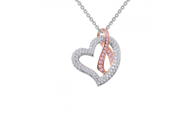 Lafonn Pink Ribbon Heart Pendant Necklace - P0159CPP18