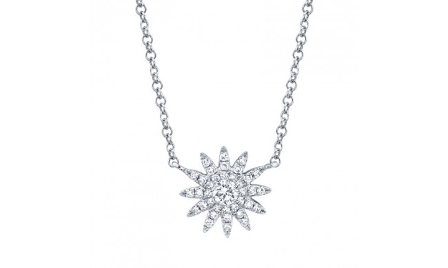 Shy Creation 14k White Gold Diamond Starburst Necklace - SC55004911