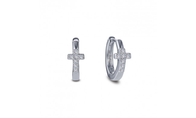 Lafonn Pave Cross Huggie Earrings - E0425CLP00
