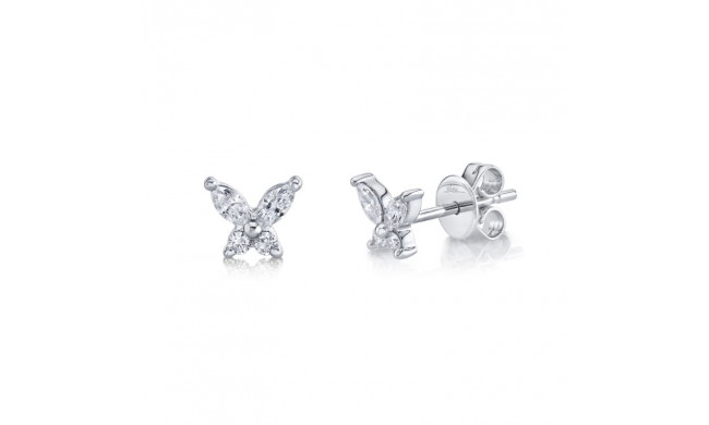 Shy Creation 14k White Gold Diamond Butterfly Stud Earrings - SC55019417