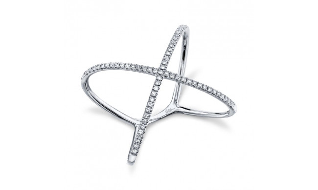 Shy Creation 14k White Gold Diamond Womens "X" Ring - SC22003512