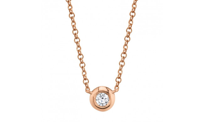 Shy Creation 14k Rose Gold Diamond Bezel Necklace - SC55003230