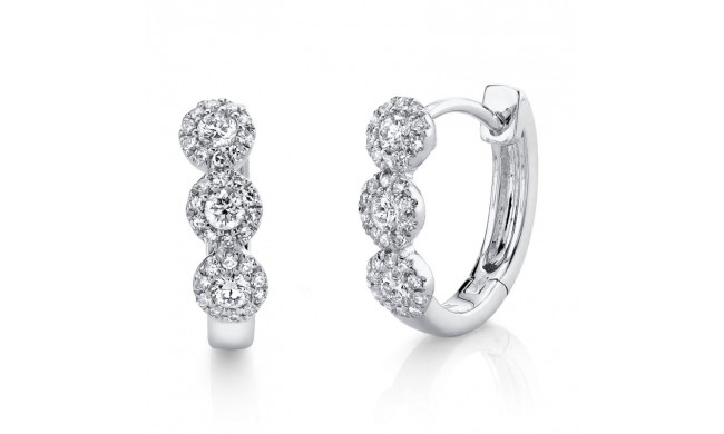 Shy Creation 14k White Gold Diamond Huggie Earrings - SC55002490