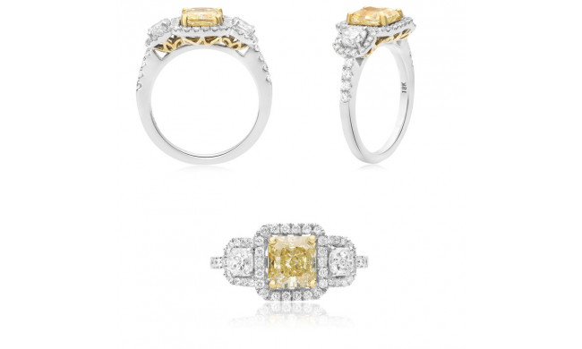 Roman & Jules Two Tone 18k Gold 3 Stone Diamond Engagement Ring - KR1106WY-18K