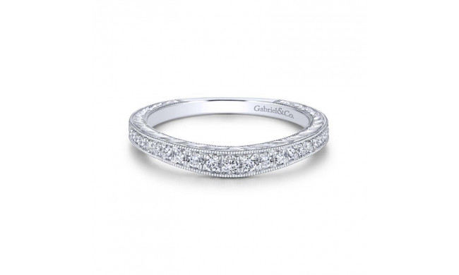 Gabriel & Co. 14k White Gold Victorian Curved Wedding Band - WB13849R4W44JJ