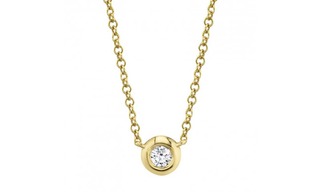 Shy Creation 14k Yellow Gold Diamond Bezel Necklace - SC55003229