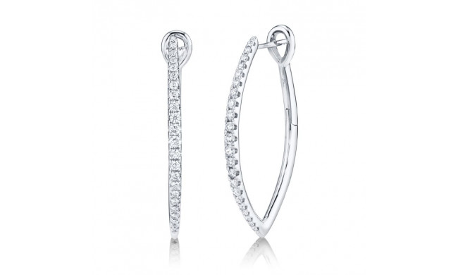 Shy Creation 14k White Gold Diamond Hoop Earrings - SC22005496