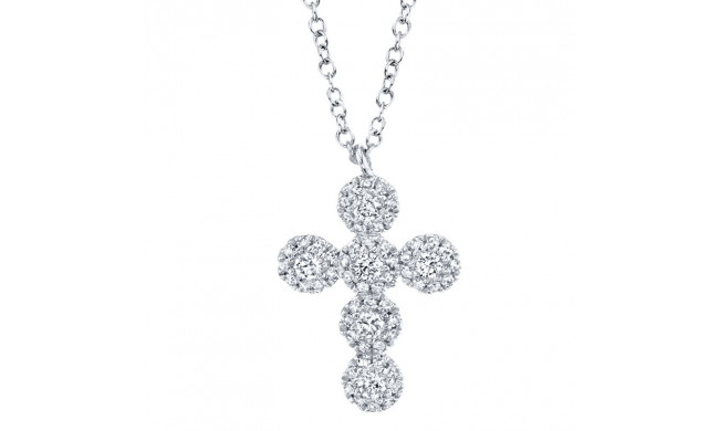 Shy Creation 14k White Gold Diamond Cross Necklace - SC55002817