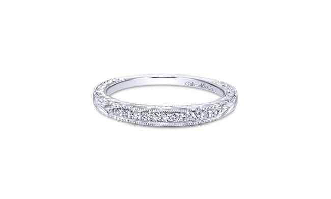 Gabriel & Co. 14k White Gold Victorian Diamond Wedding Band - WB13848R4W44JJ