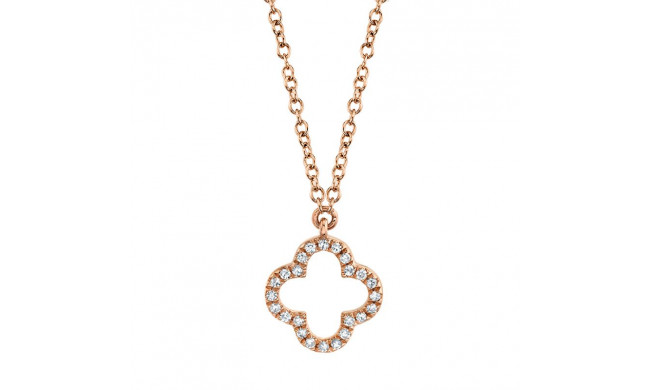Shy Creation 14k Rose Gold Diamond Clover Necklace - SC55019619