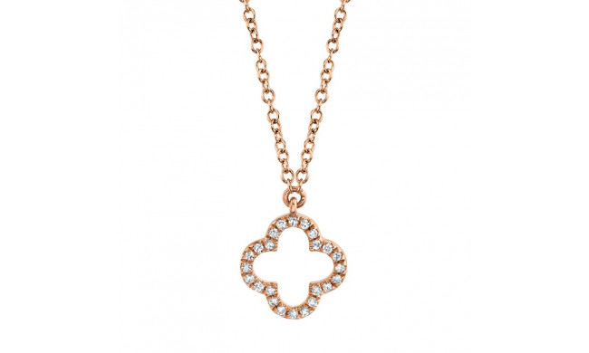 Shy Creation 14k Rose Gold Diamond Clover Necklace - SC55019619