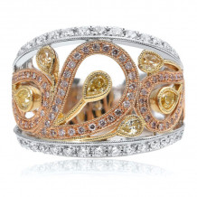 Roman & Jules Three Tone 18k Gold Diamond Ring - 1080-1