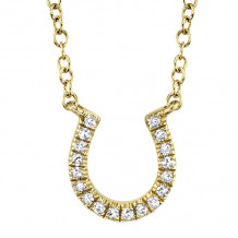 Shy Creation 14k Yellow Gold Diamond Horseshoe Necklace - SC55002924