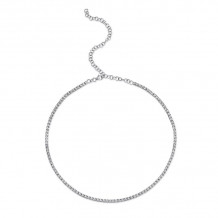 Shy Creation 14k White Gold Diamond Tennis Necklace - SC55009469