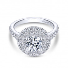 Gabriel & Co. 14k White Gold Rosette Double Halo Engagement Ring - ER13864R4W44JJ