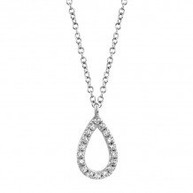 Shy Creation 14k White Gold Diamond Pear Necklace - SC55010067