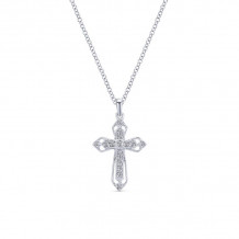 Gabriel & Co. 14k White Gold Faith Diamond Religious Cross Necklace - NK2216W45JJ