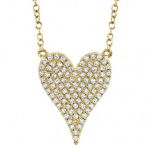 Shy Creation 14k Yellow Gold Diamond Pave Heart Necklace - SC55002005