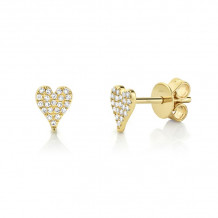 Shy Creation 14k Yellow Gold Diamond Pave Heart Stud Earrings - SC55006718