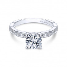 Gabriel & Co. 14k White Gold Victorian Straight Engagement Ring - ER13914R4W44JJ
