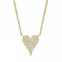 Shy Creation 14k Yellow Gold Diamond Pave Heart Necklace - SC55006926