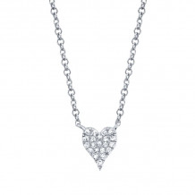 Shy Creation 14k White Gold Diamond Pave Heart Necklace - SC55006732