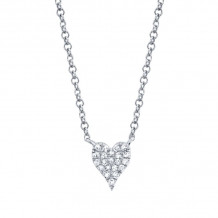 Shy Creation 14k White Gold Diamond Pave Heart Necklace - SC55006732