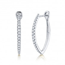 Shy Creation 14k White Gold Diamond Hoop Earrings - SC22005493