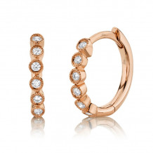 Shy Creation 14k Rose Gold Diamond Huggie Earrings - SC55006357