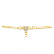 Shy Creation 14k Yellow Gold Diamond Pave Heart Bracelet - SC55007634