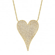 Shy Creation 14k Yellow Gold Diamond Heart Necklace - SC55002485