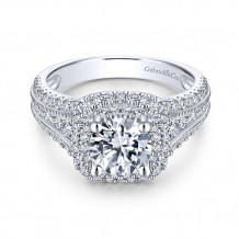 Gabriel & Co. 14k White Gold Round Double Halo Engagement Ring