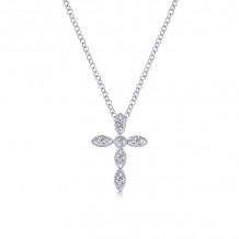 Gabriel & Co. 14k White Gold Faith Diamond Religious Cross Necklace - NK2210W45JJ