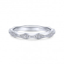 Gabriel & Co. 14k White Gold Victorian Diamond Wedding Band - WB14427R4W44JJ