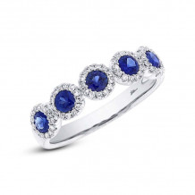 Shy Creation 14k White Gold Diamond Blue Sapphire Band - SC55002750