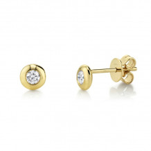 Shy Creation 14k Yellow Gold Diamond Bezel Stud Earrings - SC55004064