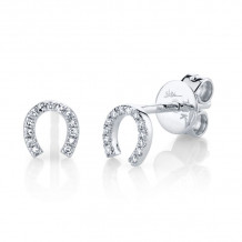 Shy Creation 14k White Gold Diamond Horseshoe Stud Earrings - SC55002889