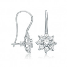 Roman & Jules 14k White Gold Flowering White Diamond Earrings - ke2524w