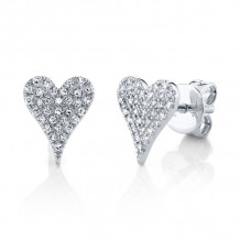 Shy Creation 14k White Gold Diamond Pave Heart Stud Earrings - SC55006928
