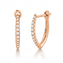Shy Creation 14k Rose Gold Diamond Hoop Earrings - SC22005492