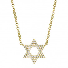 Shy Creation 14k Yellow Gold Diamond Star Of David Necklace - SC55005242