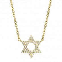 Shy Creation 14k Yellow Gold Diamond Star Of David Necklace - SC55005242