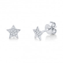 Shy Creation 14k White Gold Diamond Star Stud Earrings - SC55001302