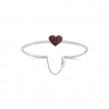 Gabriel & Co. Sterling Silver Heart Shaped Diamond with Lobster Claw Closing Bangle Bracelet