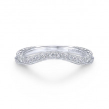 Gabriel & Co. 14k White Gold Victorian Curved Wedding Band - WB14493R4W44JJ
