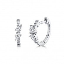 Shy Creation 14k White Gold Diamond Pear Huggie Earrings - SC55019569