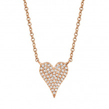 Shy Creation 14k Rose Gold Diamond Pave Heart Necklace - SC55006927