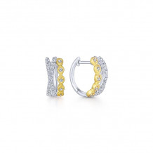 Gabriel & Co. 14k Two Tone Contemporary Diamond Huggie Earrings - EG13454M45JJ